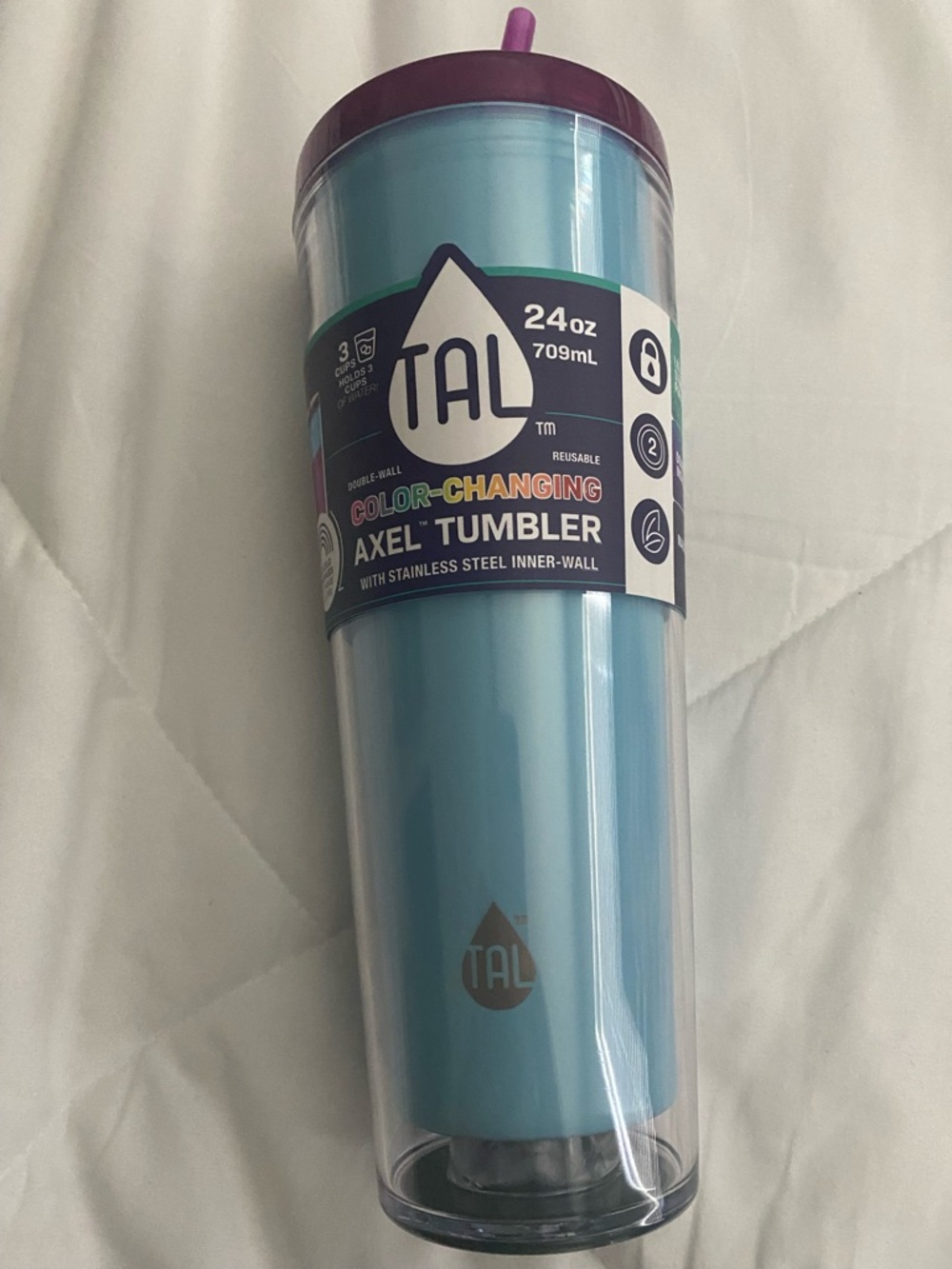 TAL Color-Changing Axel Tumbler - Blue with Purple Lid